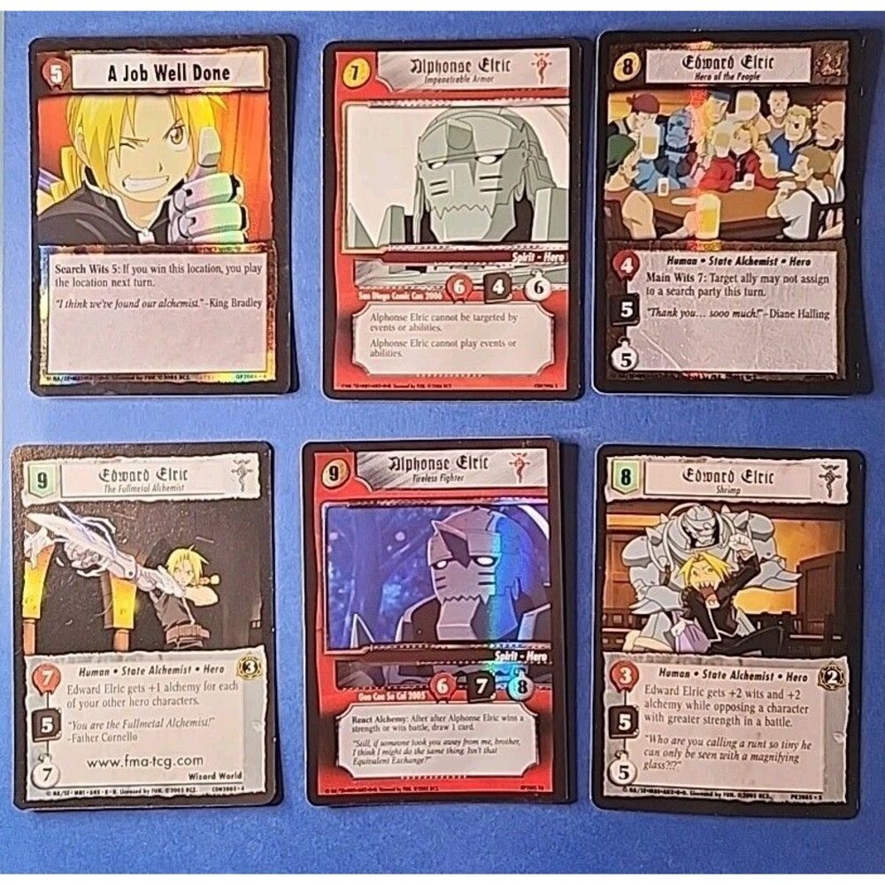 Fullmetal Alchemist TCG Lot Of 6 Cards - 3 Holo - CON2005/CON 2006/PR2005/OP2005